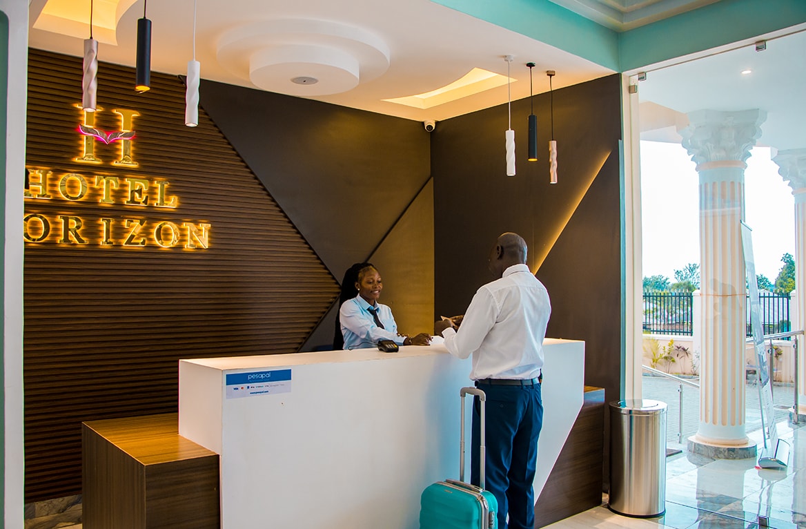 Reception of Hotel Horizon Entebbe